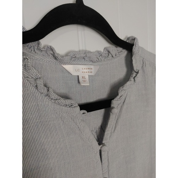 Lauren Conrad XL Puff Sleeve Picnic Prairie Top Cottagecore Boho Relaxed Fit Ruf - Picture 3 of 6